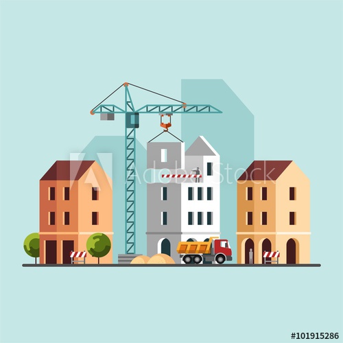 500x500 Construction Site, Building A House. Under Construction. Vector