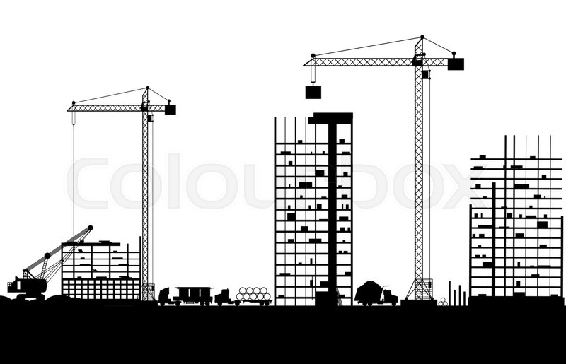 800x515 Construction Site With Buildings And Cranes. Skyscraper Under