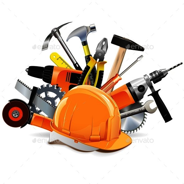 590x590 Vector Construction Tools With Helmet By Dashadima Graphicriver