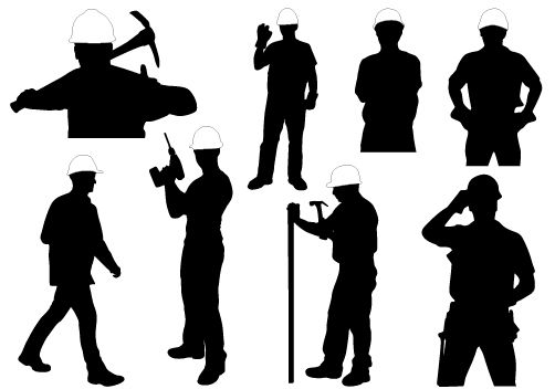 502x352 Construction Worker Vector Graphic Silhouettes Graphics