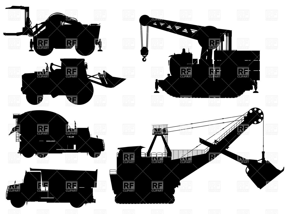 1200x900 Mining And Construction Machinery And Transport Silhouettes Vector