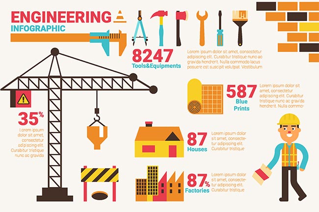 650x433 Engineering In Construction Vector Infographics