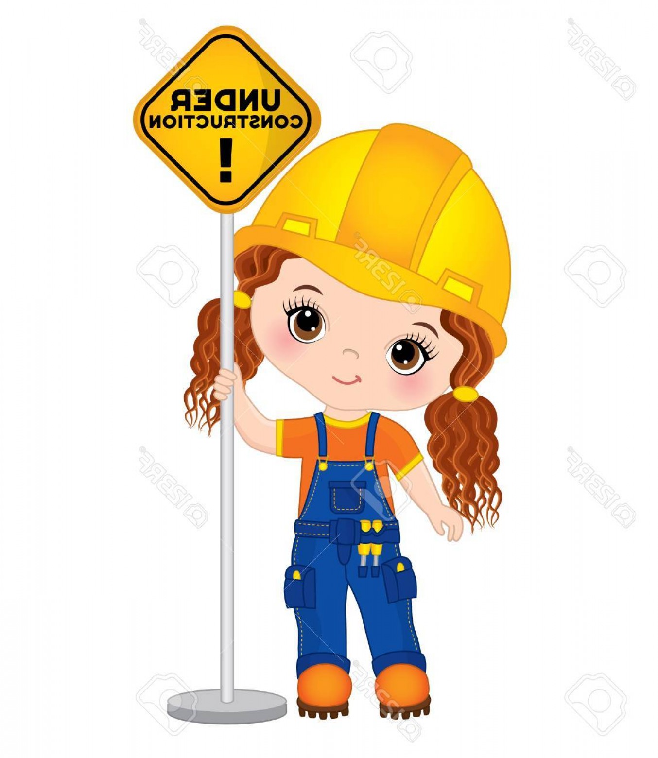 1354x1560 Photostock Vector Vector Cute Little Girl Holding The Sign Under