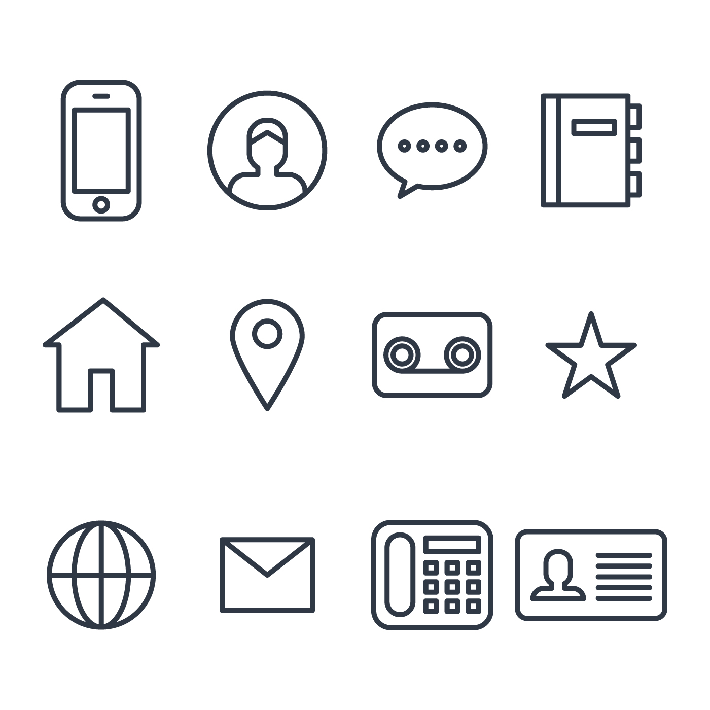 1400x1400 Contact Icons Free Vector Art