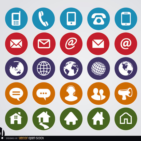 600x600 Free Vector Round Web Contact Icons