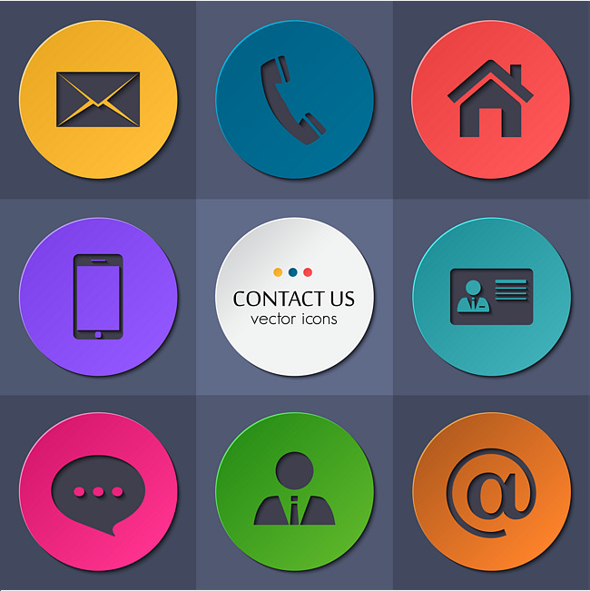 650x651 Color Blocks Round Contact Icons Vector Material, Color Blocks
