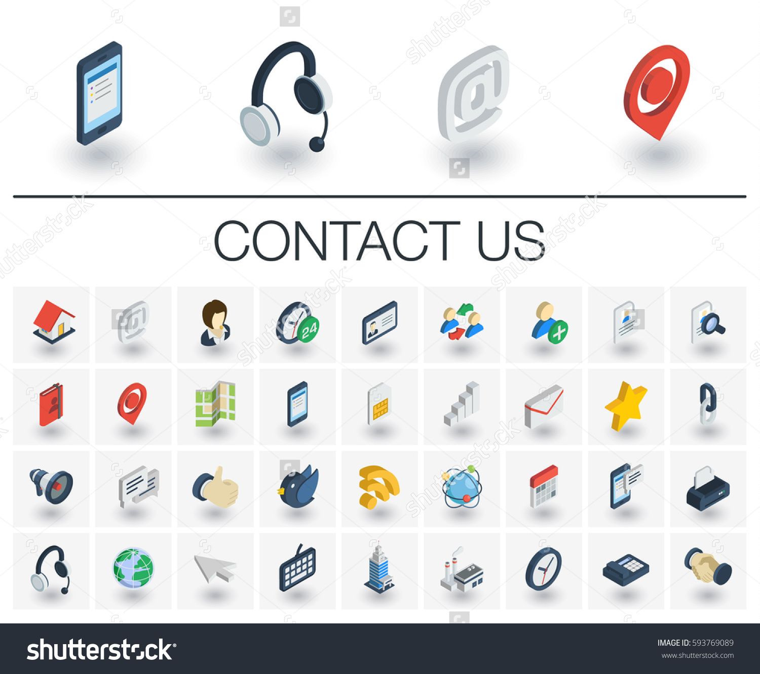 1500x1332 Isometric Flat Icon Set. 3d Vector Colorful Illustration With