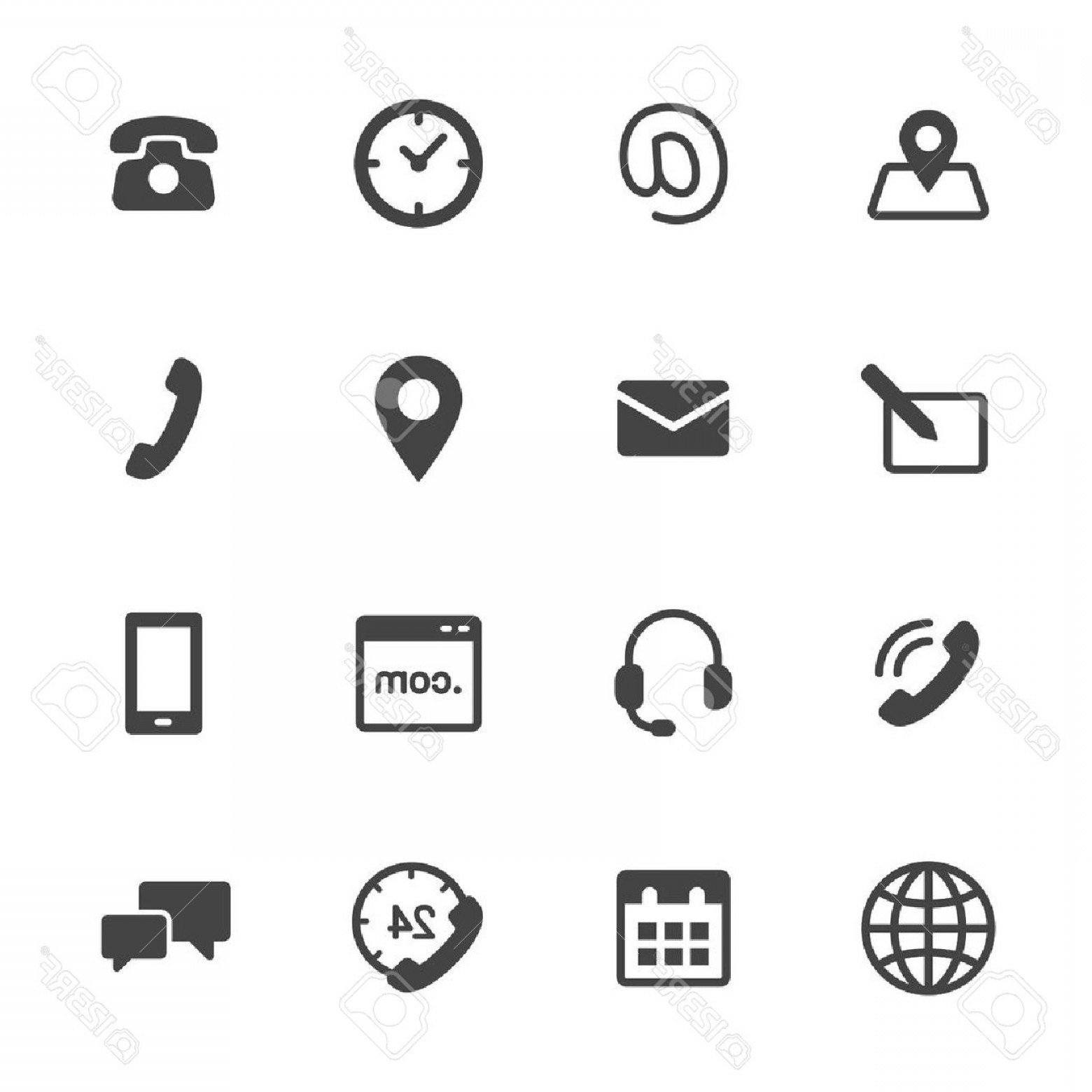 1560x1560 Photostock Vector Contact Us Icons Simple Flat Vector Icons Set On