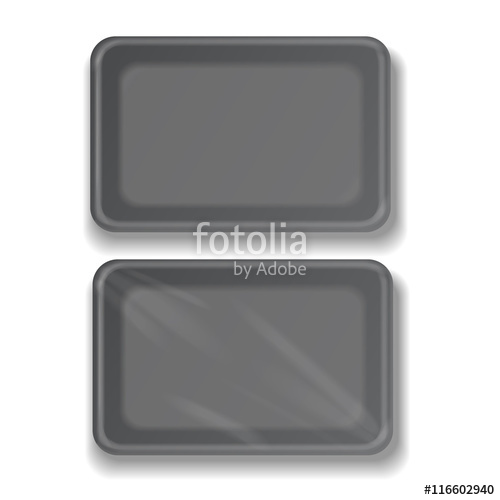 500x500 Empty Black Plastic Food Container Vector Illustration Stock