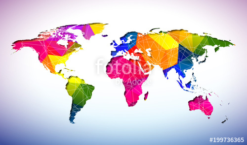 500x295 World Map Design With Abstract Geometric Color Background On
