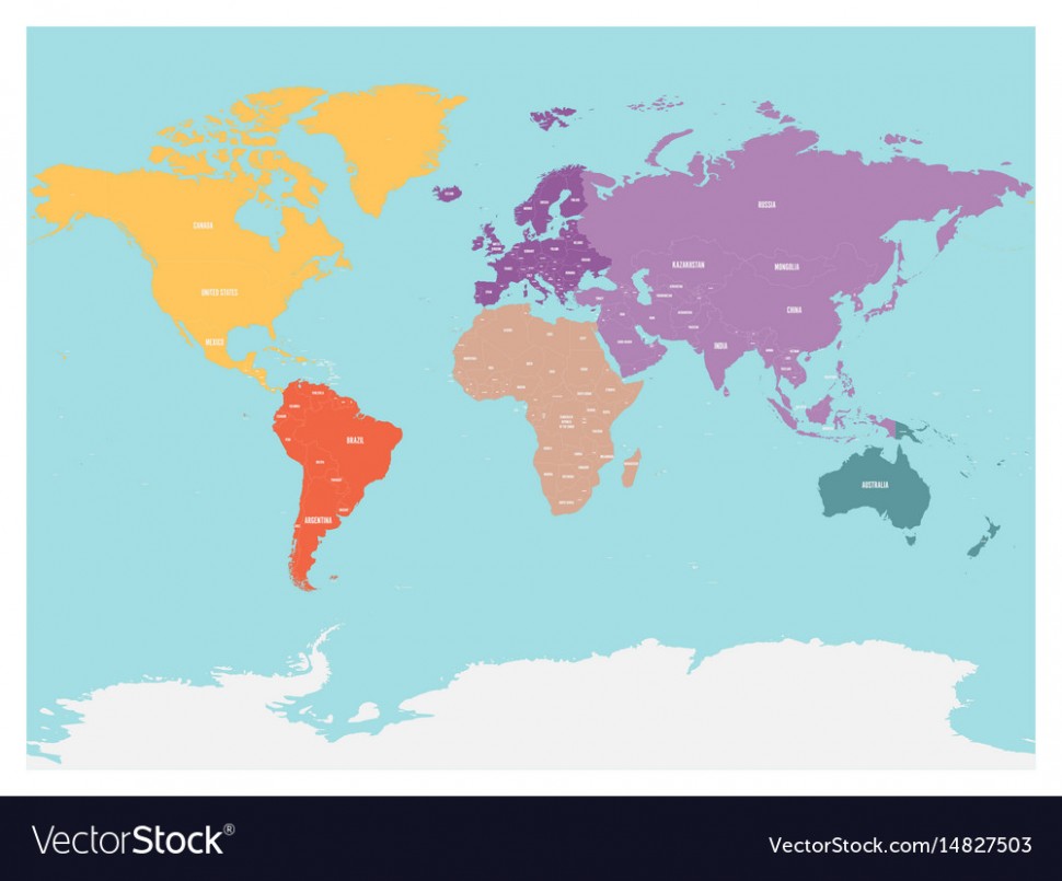 970x805 Political Map Of World With Antarctica Continents Vector Image