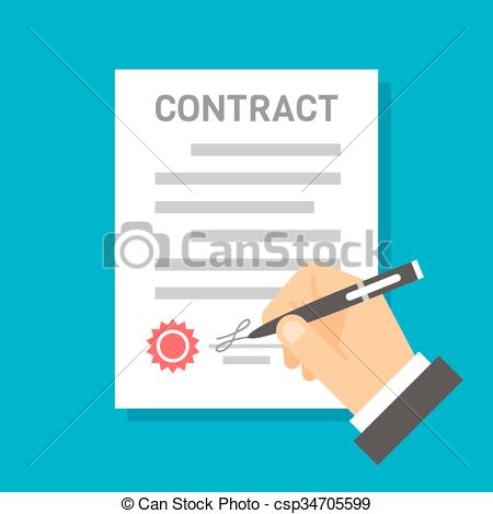 450x470 Flat Design Hand Signing Contract Illustration Vector.