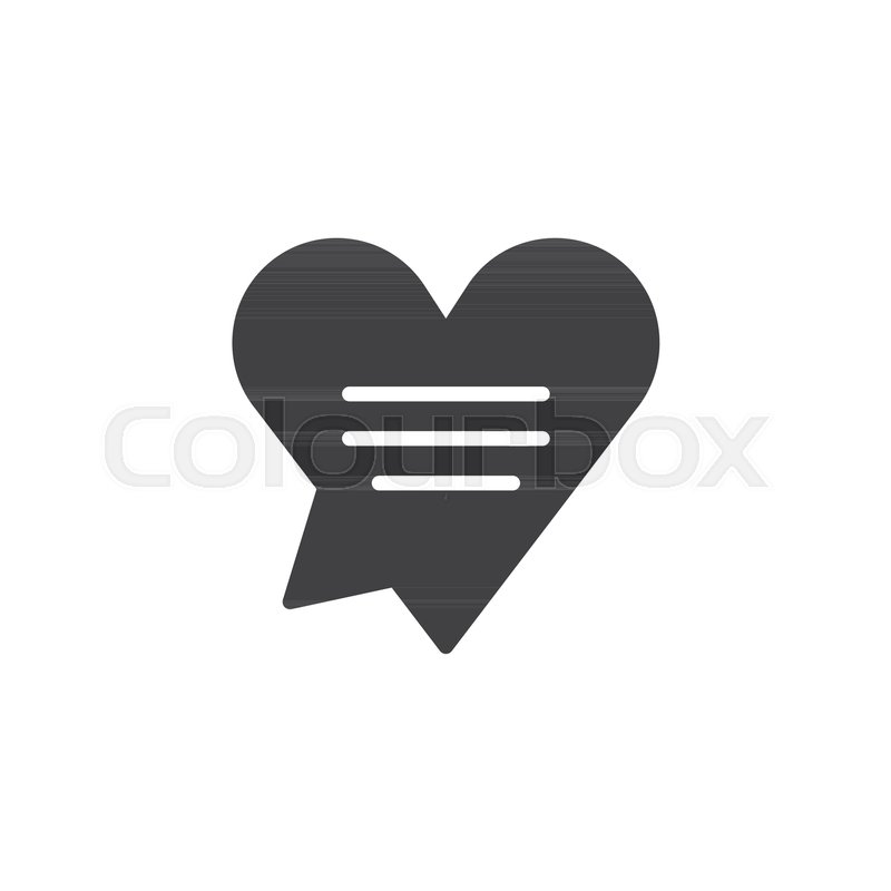 800x800 Heart Shape Speech Bubble Vector Icon. Filled Flat Sign For Mobile