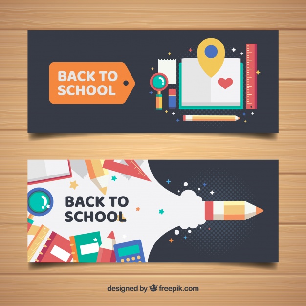 626x626 Cool Banners With School Materials In Flat Design Vector Free