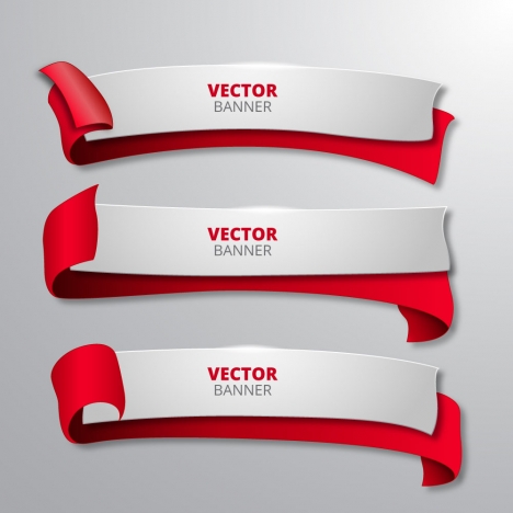468x468 Sets Of 3d Banners Vector With Curved Ribbons Vectors Stock In