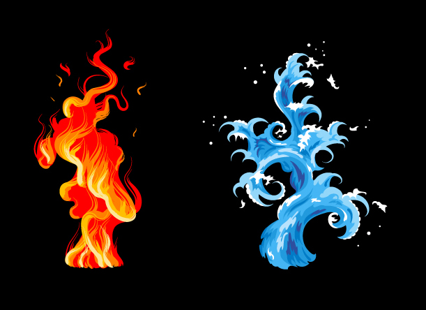 611x444 Cool Water And Fire Vector Graphics Download Free Download