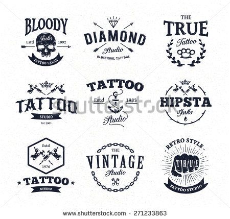 450x429 Vector Set Of Cool Tattoo Studio Logo Templates On White
