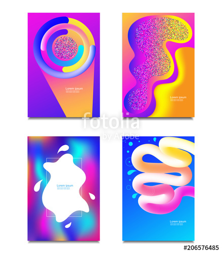 439x500 Geometric Covers Set. Round Gradient Shapes Composition. Cool