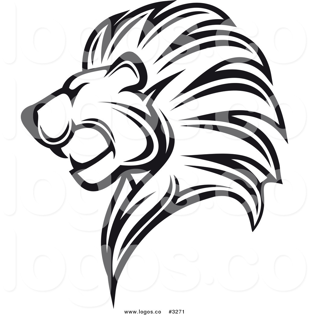 1024x1044 Royalty Free Vector Of A Black And White Lion Head Profile Logo By