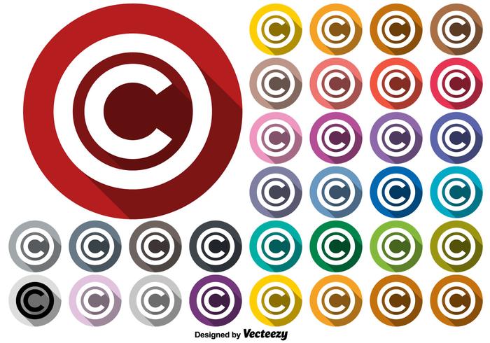700x490 Vector Copyright Symbol Buttons Set