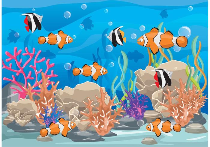 700x490 Coral Reef With Fish Vector