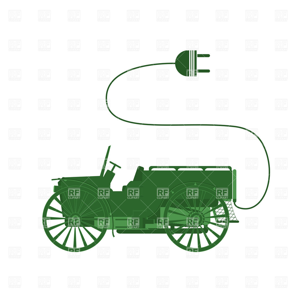 1200x1200 Electric Retro Car With Plug And Cord Vector Image Vector