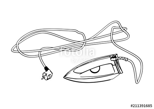 500x354 Sketch Of Iron With Cord Vector Stock Image And Royalty Free