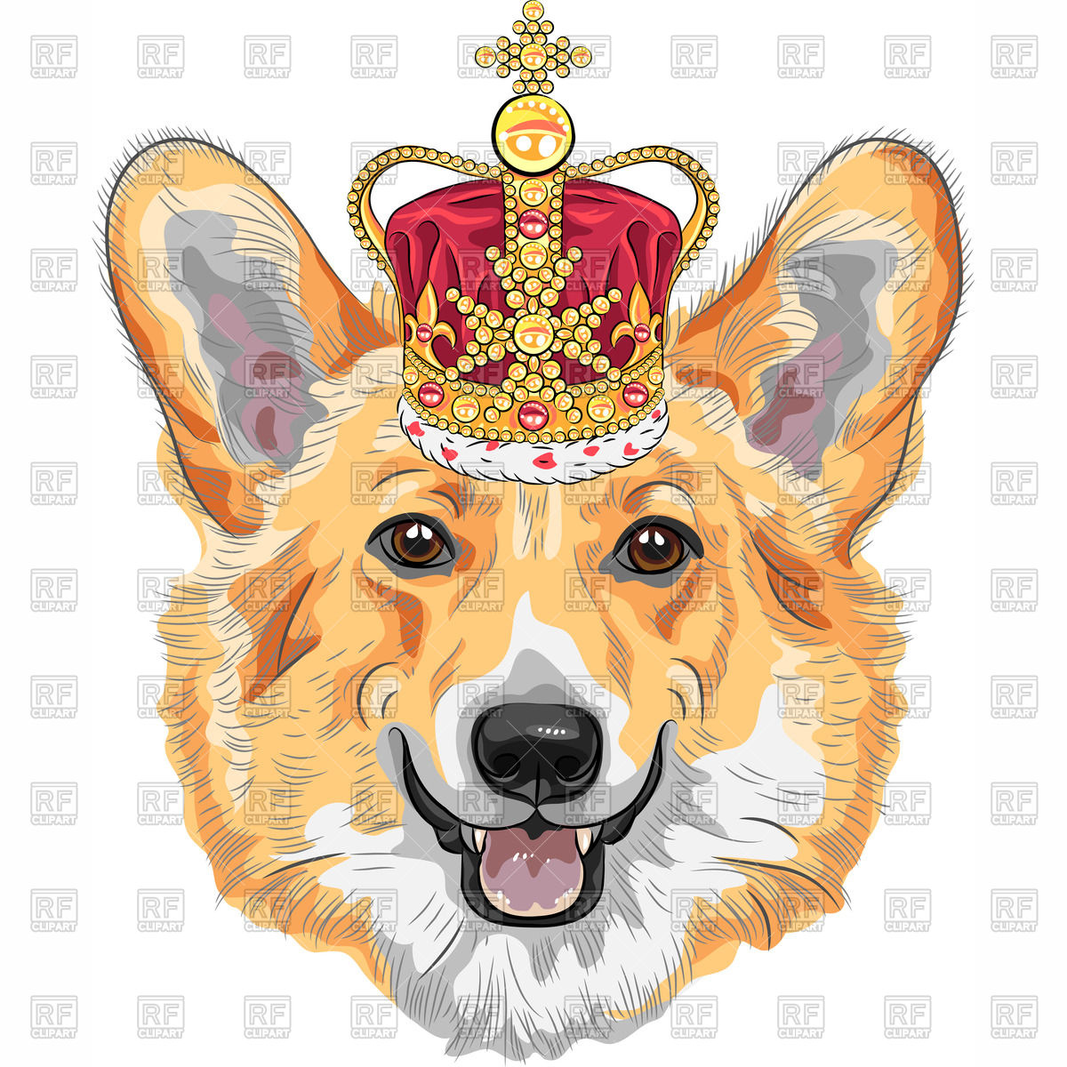 1200x1200 Dog Of Pembroke Welsh Corgi Breed In Gold Crown Vector Image