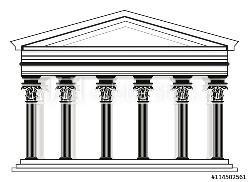 500x365 Romangreek Vector Pantheon Temple With Corinthian Columns. High