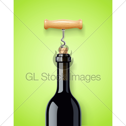 500x500 Wine Bottle With Bottle Screw And Cork Vector Gl Stock Images