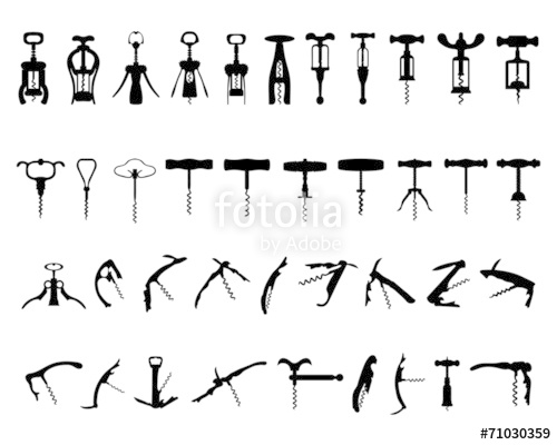 500x400 Set Of Black Silhouette Of Corkscrew, Vector Stock Image And