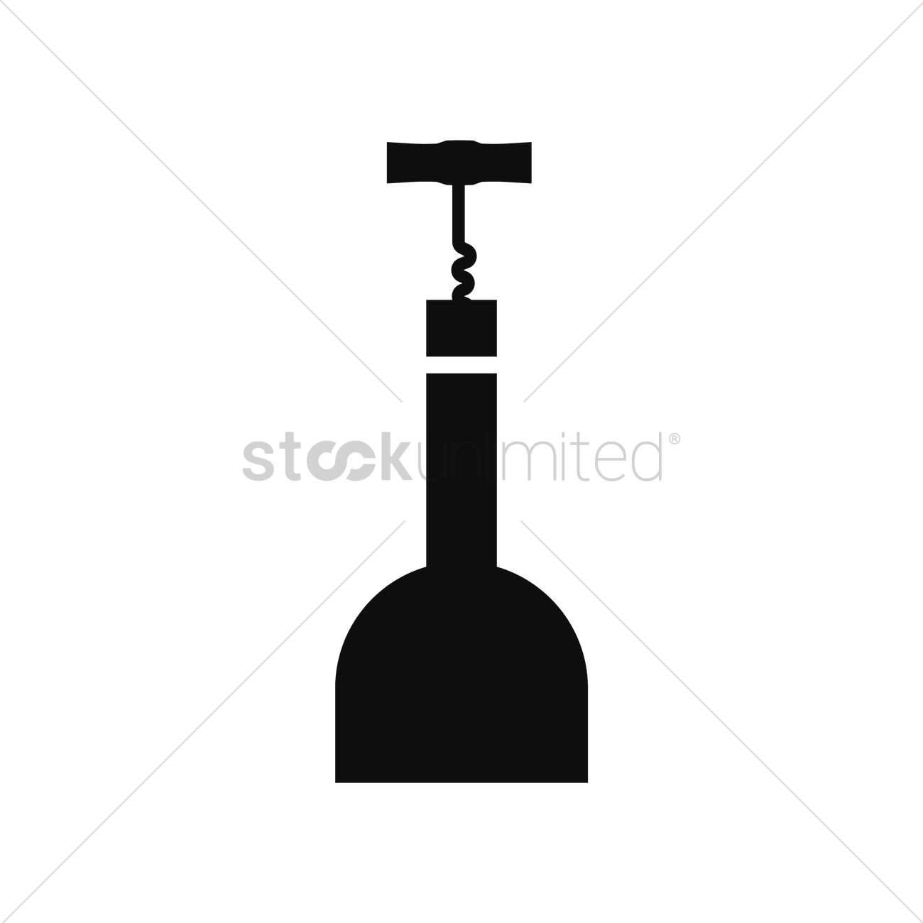 1300x1300 Wine Bottle With Corkscrew Vector Image