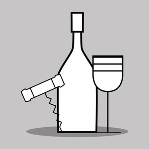 300x300 Wine Bottle Wine Glass Corkscrew Royalty Free Vectors