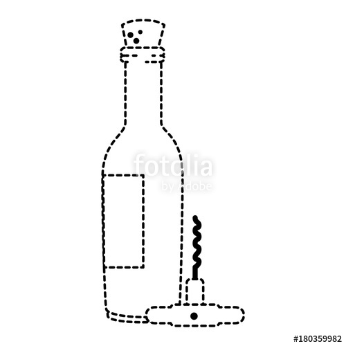 500x500 Wine Bottle With Corkscrew Vector Illustration Design Stock Image
