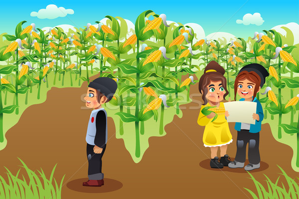 600x399 Kids On A Corn Field Vector Illustration Artisticco Llc