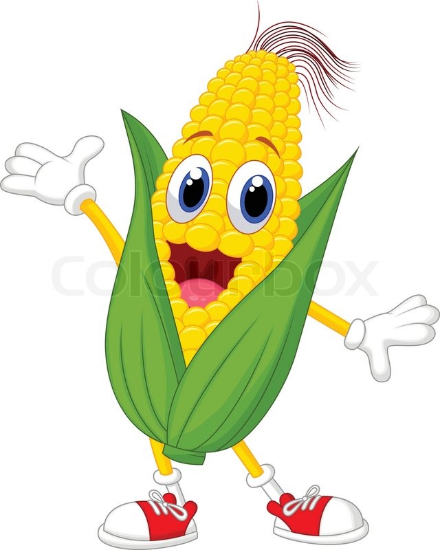 640x800 Vector Illustration Of Cute Corn Cartoon Character Stock Vector