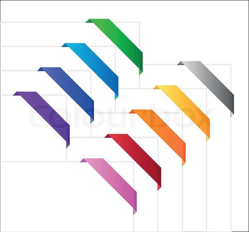 800x745 Corner Ribbons In Various Colors Stock Vector Colourbox