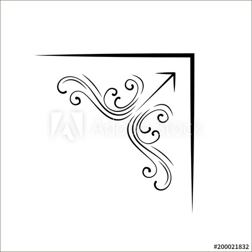 500x500 Filigree Flourish Corner. Swirls, Calligraphic Design Element
