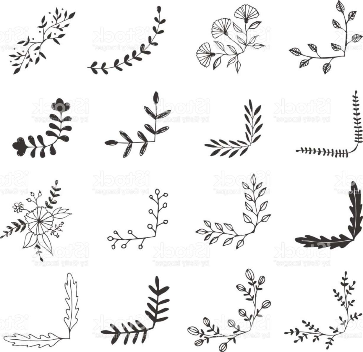 1228x1191 Set Of Hand Drawn Corner Borders Fancy