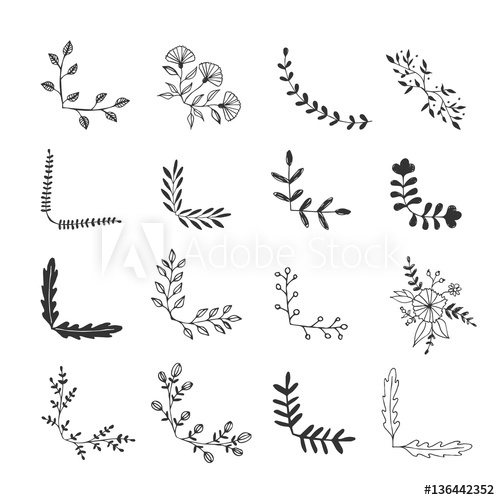 500x500 Set Of Hand Drawn Corner Borders. Fancy