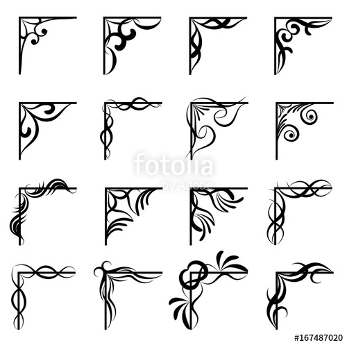 500x497 Victorian Flourish Corners Isolated On White Background. Vintage