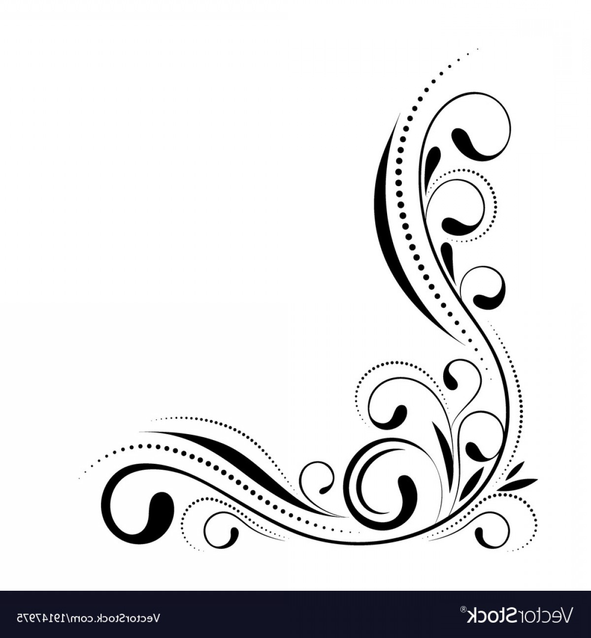 1200x1296 Floral Corner Design Swirl Ornament Isolated On Vector Shopatcloth