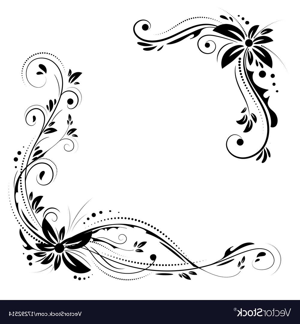 1000x1080 Hd Floral Corner Design Ornament Black Flowers On Vector Pictures