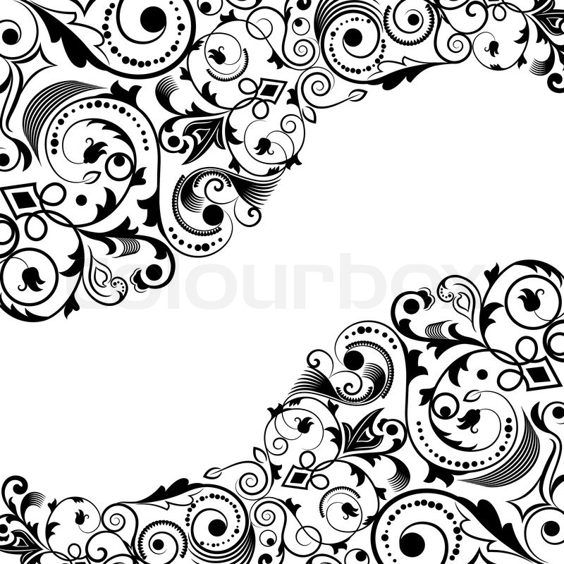 800x800 Black And White Floral Corner Vector Ornament With Copy Space