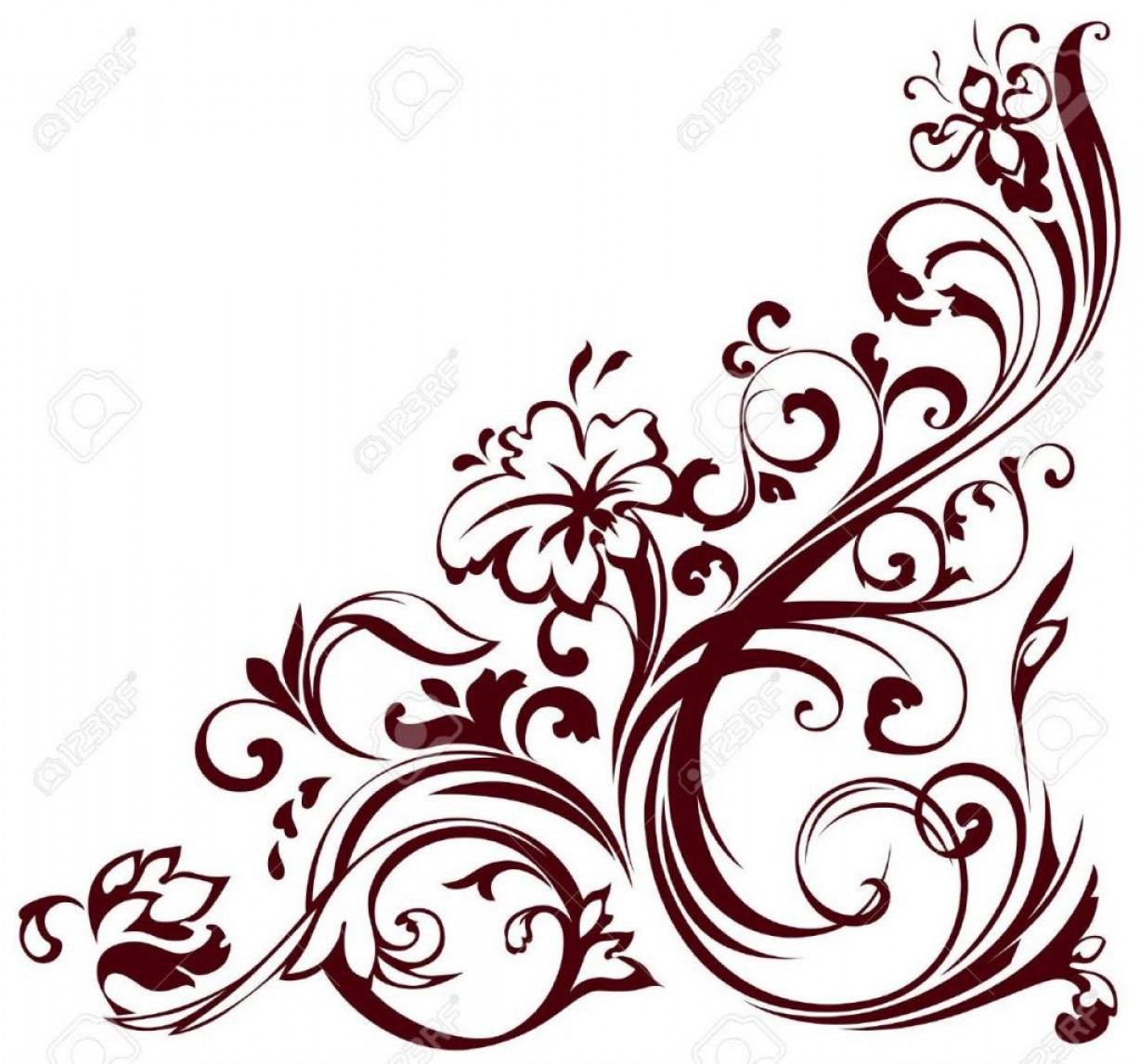1228x1146 Unique Illustration Of Floral Corner Stock Vector Border Pictures