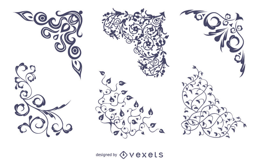 893x570 Vector Floral Corners