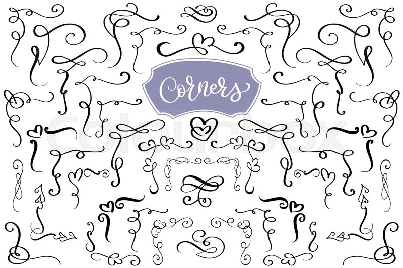800x533 Hand Drawn Swirl And Flourish Love Corners In The Shape Of A Heart