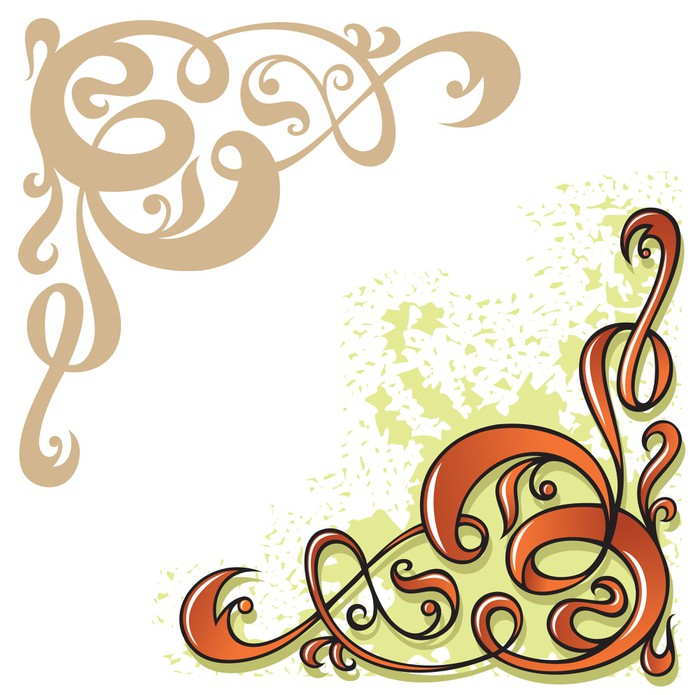 700x695 Floral Decoration, Ornamental Corner, Vector Wall Mural Pixers