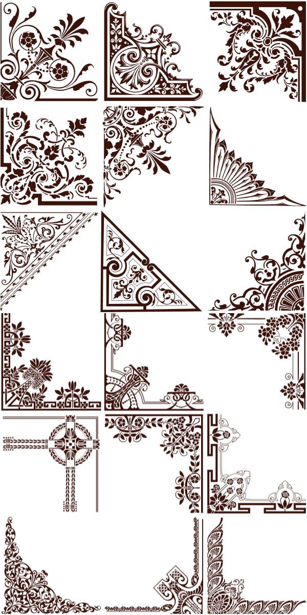 600x1200 Natural Ornament Corners Vector Drawings In 2018