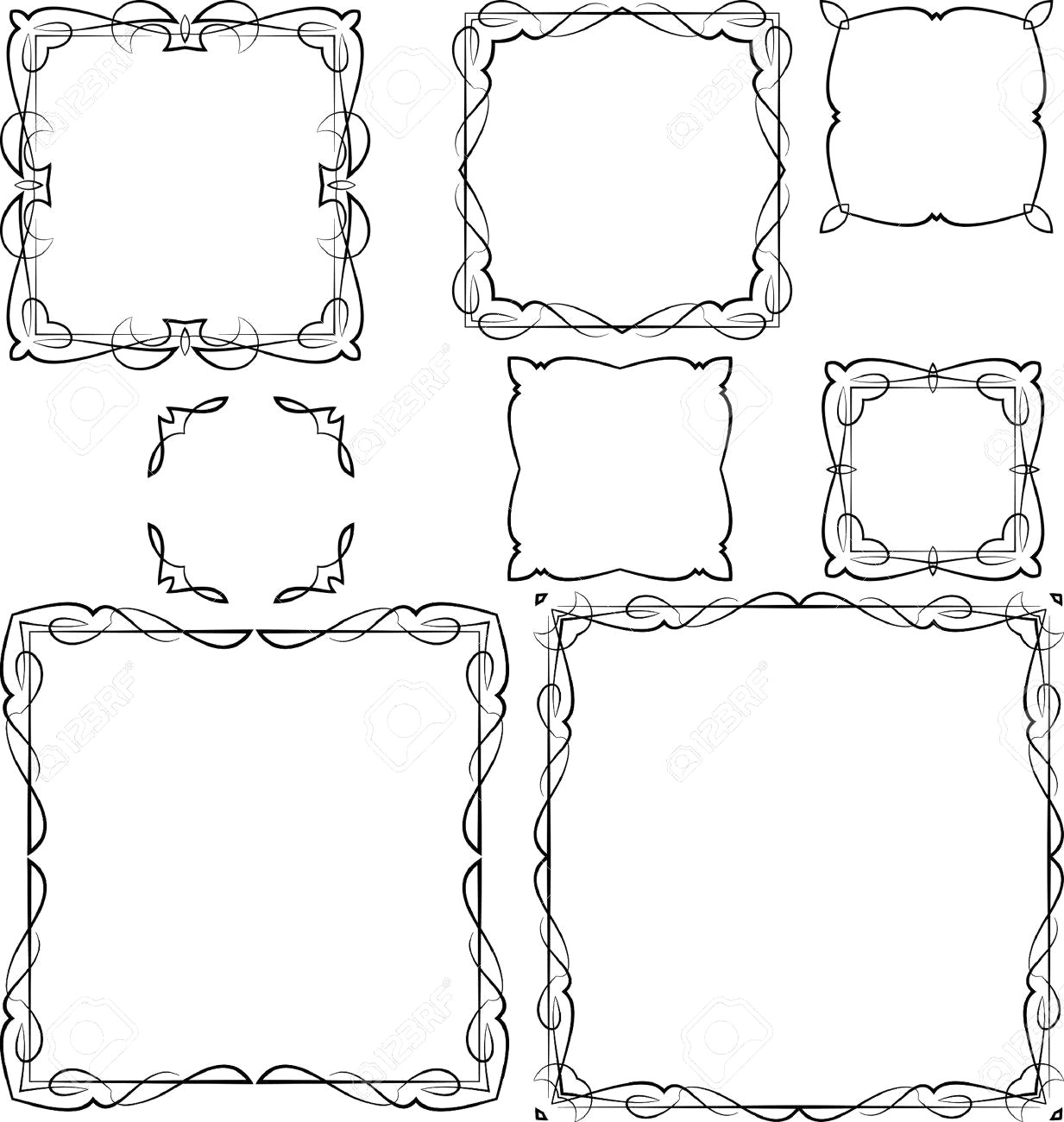 1233x1300 48594306 Pinstripe Graphics Corner Border Vinyl Ready Vector Art